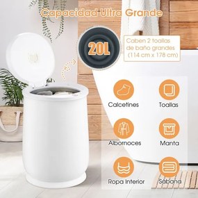Aquecedor elétrico de toalhas 21L com temporizador de 20-90 minutos, modo de secagem de 2-5 horas e desligamento automático, branco