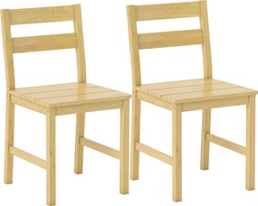 HOMCOM Conjunto de 2 Cadeiras de Sala de Jantar em Bambu com Assento Ripado Encosto Curvado Sem Braços Madeira | Aosom Portugal