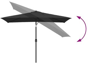 Guarda-sol de exterior c/ poste de metal 300x200 cm preto