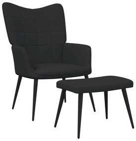 327958 vidaXL Cadeira de descanso com banco tecido preto