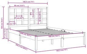 Estrutura de cama super king 180x200 cm madeira maciça