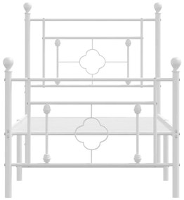 Estrutura de cama com cabeceira e pés 75x190 cm metal branco