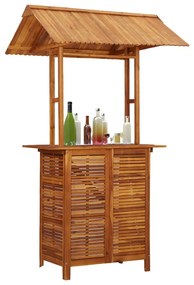 vidaXL Mesa de bar exterior c/ telhado 113x106x217 cm acácia maciça