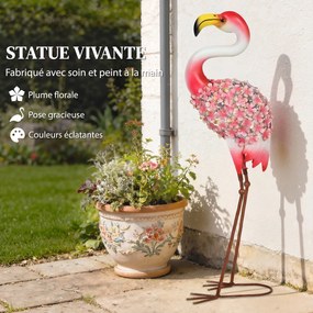 Estátua de Jardim de Flamingo, 28 x 19 x 83 cm, Metal Resistente às Intempéries, Vermelho