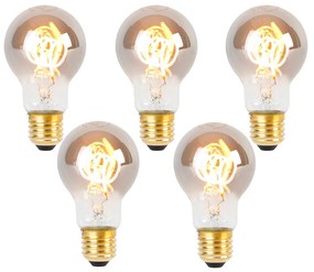 Conjunto de 5 lâmpadas LED espiral E27 A60 fumadas 4W 120 lm 1800K