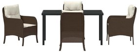 Conjunto de Jantar de Jardim com Almofadas Vime Poly Castanho