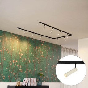 Sistema de iluminação de trilho moderno com 10 focos bege e preto monofásico - Slimline Uzzy