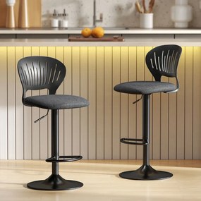 Conjunto de 2 Bancos Altos de Cozinha Giratórios a 360° Reguláveis em Altura de 84-105 cm 40,5x43x84-105 cm Preto