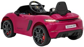 Carro elétrico para Crianças 12V Porsche Spyder RS 718 com Rodas Espuma EVA, assento couro ecológico Carga até 30 kg Pintado Rosa