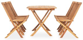 7 pcs conjunto jantar dobrável p/ exterior madeira teca maciça