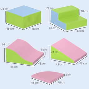 Conjunto de 6 Blocos de Espuma para Crianças de 12-36 Meses Brinquedo Educativo de Construção 150x100x24 cm Multicor