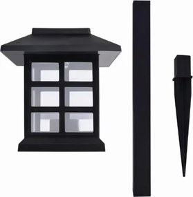 Conjunto de 24 luzes solares LED 8,6 x 8,6 x 38 cm, pretas