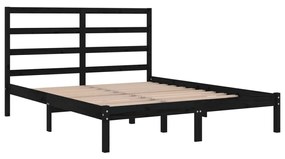 Estrutura cama dupla pequena 120x190 cm madeira maciça preto