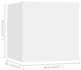 Conjunto de 5 Móveis de Parede de TV Sines M - Branco - Design Moderno