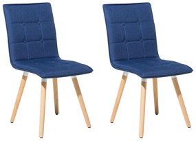 Conjunto de 2 cadeiras estofadas em azul marinho BROOKLYN Beliani