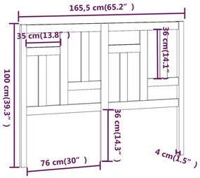 Cabeceira de cama 165,5x4x100 cm pinho maciço