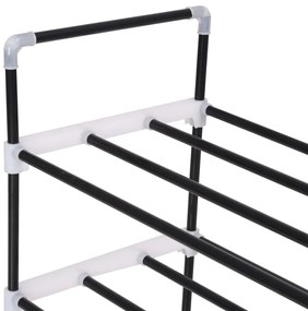 Sapateira com 4 prateleiras metal e plástico preto