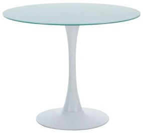 Mesa de Bar TUL – Ø90x72 cm – Vidro Branco e Base Metálica