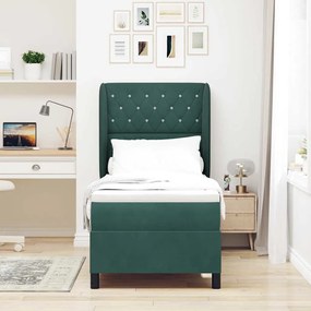 Cama Box com Colchão Verde Escuro 80 x 200 cm em Veludo