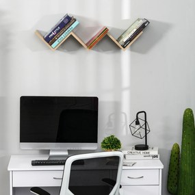 Prateleiras de parede suspensas - design contemporâneo em forma de V - kit de fixação incluído - painéis de aglomerado em cor carvalho claro