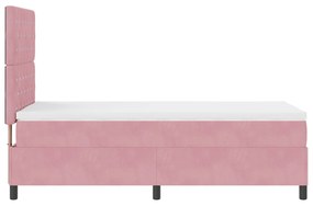 Cama Box Spring com Colchão Rosa 90x200 cm Veludo