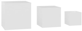 Mesas de apoio 3 pcs derivados de madeira branco