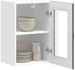 Armário de parede cozinha porta vidro Kalmar carvalho castanho