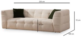 Sofá de 3 Lugares Cady – Bege – 235x100x72 cm