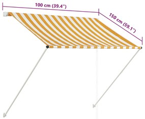 Toldo retrátil 100x150 cm amarelo e branco