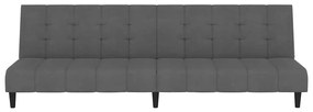 Sofá-cama de 2 lugares veludo cinzento-escuro