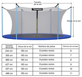 Rede de Segurança de Substituição de Trampolim 457 cm Parede de Malha para Trampolim Redondo com 6 Postes 10 Cintas Pretas