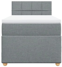 Cama com molas/colchão 90x200 cm tecido cinza-claro