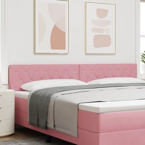 Cabeceira LED vidaXL com Botão de Cristal Matelassada Rosa 100 cm Veludo