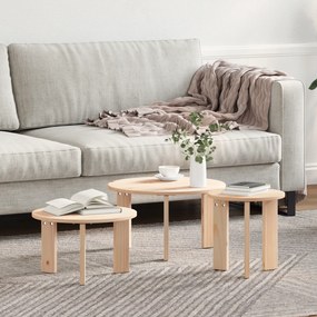 vidaXL Mesa de centro 3 pcs Natural 47,5 x 47,5 x 27 cm