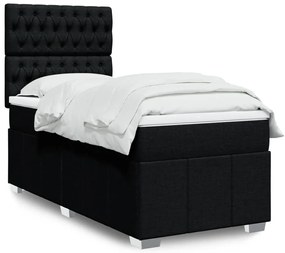 Cama com molas/colchão 90x190 cm tecido preto