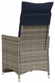 Cadeiras de jardim reclináveis 2 peças com almofadas em vime sintético