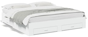vidaXL Estrutura de cama c/ gavetas 180x200cm derivados madeira branco