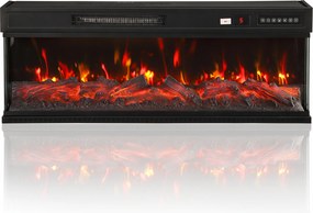 HOMCOM Lareira Elétrica de Chão/Embutir a 3 Lados com Controle Remoto, 750/1500W, Efeito Chama 3D 12 Cores, 5 Luminosidade | Aosom Portugal