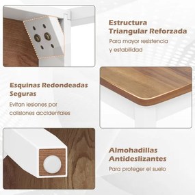 Conjunto de 4 cadeiras de jantar (MESA NÃO INCLUIDA) com pernas em madeira de borracha, encosto alto curvo, branco e castanha