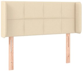 Cabeceira de cama c/ luzes LED tecido 103x16x78/88 cm cor creme