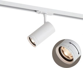 Foco moderno branco para sistema de calhas de iluminação monofásico, incluindo LED rotativo e inclinável - Iconic Zoom
