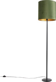 Candeeiro de pé Botânico Preto com Abajur Verde 40 cm - Simplo