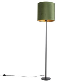 Candeeiro de pé botânico preto com sombra verde 40 cm - Simplo Country / Rústico
