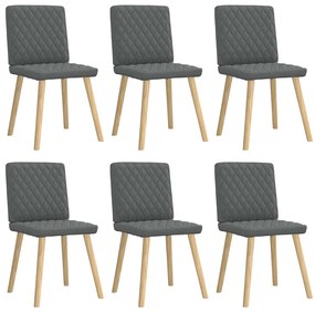 Cadeiras de jantar 6 pcs tecido cinzento-escuro