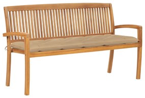 Banco de jardim empilhável c/ almofadão 159 cm teca maciça