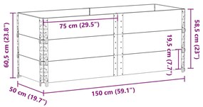 Vaso/floreira para jardim 150x50 cm pinho maciço castanho