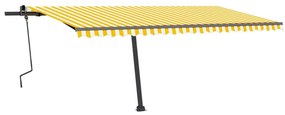 Toldo retrátil manual com LED 500x300 cm amarelo e branco