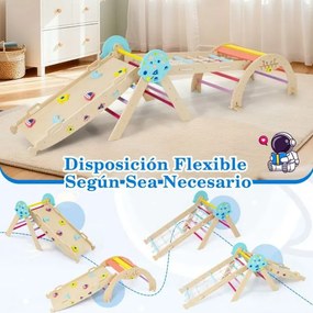 Conjunto Triângulo para escalada Bebés 8 em 1 Montessori de escalada em madeira com tema de astronauta multicolorido