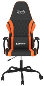 Cadeira gaming massagens couro artificial preto e laranja