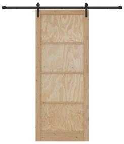 Porta Deslizante com Conjunto de Ferragens 93x232 cm Madeira Sólida de